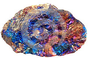 Chalcopyrite mineral isolated on the white background