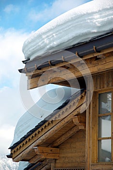 Chalet detail with snow