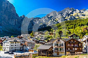 Chalet and hotels in swiss village in Alps, Leukerbad, Leuk, Vis