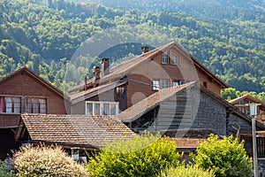 Chalet houses in a small swiss commune, non-tourist place.