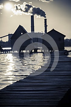 Chalets, cottages on the shore of a lake