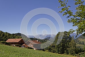 Chalets in a mountain landscape