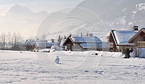 Chalets under snow