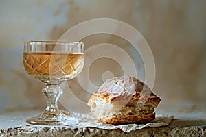 The Chalice of Wine and Unleavened Bread during Communion