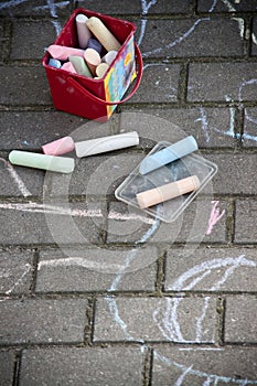 Chalk art on sidewalk