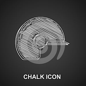 Chalk Baseball helmet icon isolated on black background. Vector