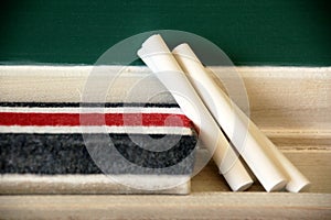 Chalk and blackboard eraser