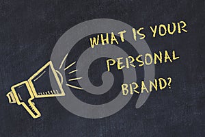 Chalk board sketch with handwritten text what is your personal brand