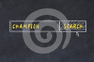 Chalk board sketch of search engine. Concept of looking for champion