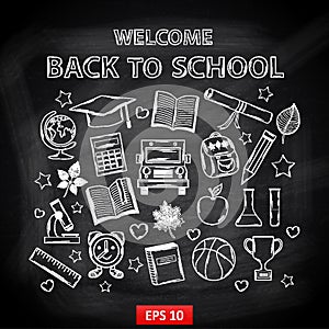 Chalk board Welcome back to school photo