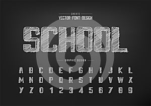 Chalk bold font and alphabet vector, Hand draw typeface and number design