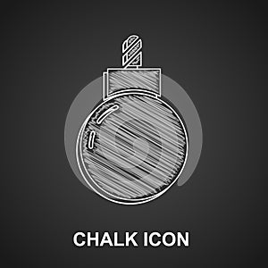 Chalk Bomb ready to explode icon isolated on black background. Vector