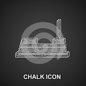Chalk Bumper car icon isolated on black background. Amusement park. Childrens entertainment playground, recreation park