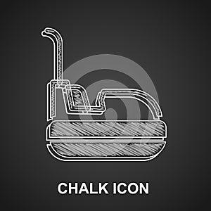Chalk Bumper car icon isolated on black background. Amusement park. Childrens entertainment playground, recreation park