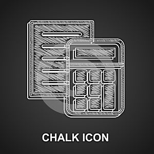 Chalk Calculator icon isolated on black background. Accounting symbol. Business calculations mathematics education and