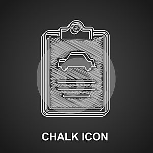 Chalk Car inspection icon isolated on black background. Car service. Vector