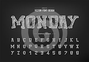 Chalk cartoon font and alphabet vector, Hand draw typeface and number design