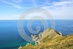 Chalk cliffs at Cote d'Albatre. Etretat