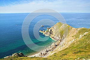 Chalk cliffs at Cote d'Albatre. Etretat