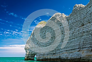 Chalk cliffs at Cote d'Albatre. Etretat, France