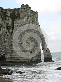 Chalk cliffs at Cote dAlbatre. Etretat, France