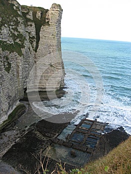 Chalk cliffs at Cote dAlbatre. Etretat, France