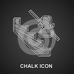 Chalk Disabled access elevator lift escalator icon isolated on black background. Movable mechanical chair platform for