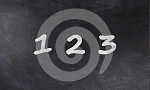 Chalk drawing illustration of numbers 123. photo