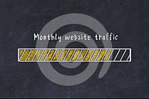 Chalk drawing of loading progress bar with inscription monthly website traffic