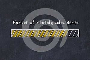 Chalk drawing of loading progress bar with inscription number of monthly sales demos photo