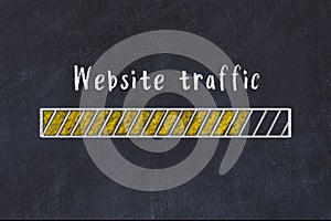 Chalk drawing of loading progress bar with inscription website traffic