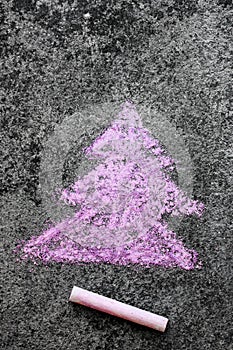 Chalk drawing: Pink Christmas Tree Shape