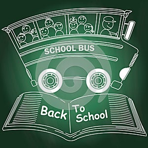 Chalk drawing of school bus