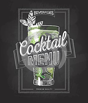 Chalk drawing typography cocktail menu design