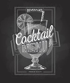 Chalk drawing typography cocktail menu design