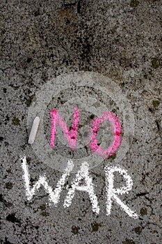 Chalk drawing : Words NO WAR