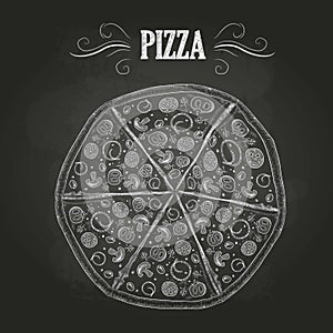 Chalk drawings. Pizza