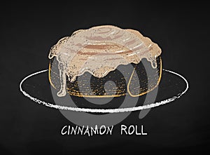 Chalk drawn illustration Cinnamon Roll