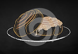 Chalk drawn illustration Cinnamon Rolls