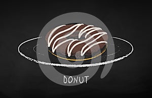 Chalk drawn illustration of Donut on plate