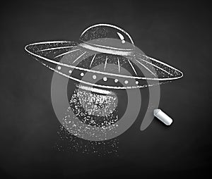 Chalk drawn illustration of UFO