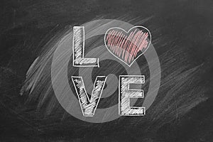 Chalk-Drawn Love With Heart on Blackboard