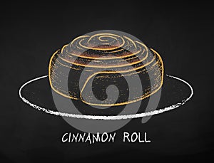 Chalk drawn vector illustration of Cinnamon Roll
