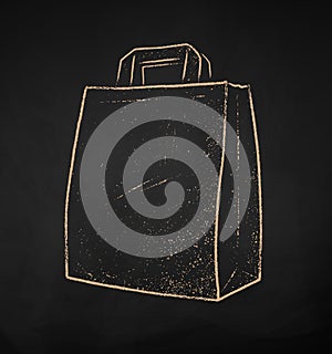 Chalk drawn vector illustration of Paper Bag