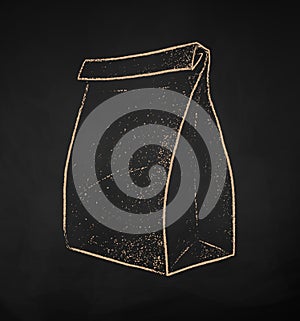 Chalk drawn vector illustration of Paper Bag