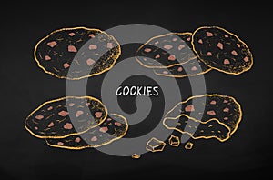 Chalk drawn vector illustration set of Cookies