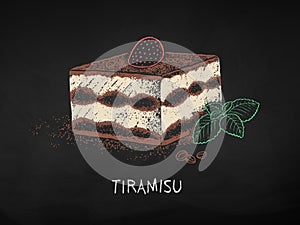 Chalk drawn vector illustration of Tiramisu