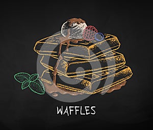 Chalk drawn vector illustration of Waffles
