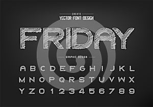Chalk font and alphabet vector, Hand draw bold typeface letter and number design