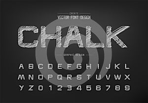 Chalk font and alphabet vector, Hand draw design typeface letter and number